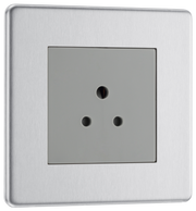BG FBS28G Flatplate Screwless 2A, Unswitched Socket Round Pin Brushed Steel by British General (BG-FBS28G-Shopify-SA_1)