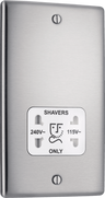 BG NBS20W Metal Brushed Steel 115-230V Dual Voltage Shaver Socket - White Insert by British General (BG-NBS20W-Shopify-SA_1)