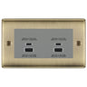 BG Antique Brass 4G Faceplate with 45W USB A+C Charger Modules - Grey Insert by British General (BG-NABEMR4+EMUSBAC45G)