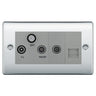 BG Nexus Polished Chrome TV/FM/SAT + Return & 1 Gang Tel - Screened Triplex Socket NPC68G by British General (BG-NPC68G)