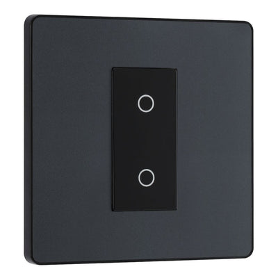 BG Evolve Matt Grey Single Master Touch Dimmer Switch PCDMGTDM1B with 35mm Steel Back Box