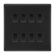 BG Matt Black 8 Gang Intermediate Custom Grid Light Switch with Back Box Included by British General (BG-NEXUS-MB-8G-CUSTOM-8x-INT-SWITCH)