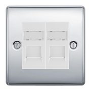 BG Nexus Metal Polished Chrome 2 Gang RJ45 Data Socket NPCRJ452W White Inserts by British General