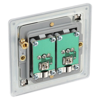 BG Screwless Brushed Steel Double Isolated Co-Axial Socket FBS63 with 25mm Steel Back Box