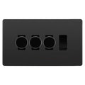 BG Evolve Black Chrome 4 Gang Switch 3x Trailing Edge LED Dimmer 1x Intermediate Custom Grid Switch