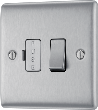 BG NBS50 Nexus Metal Brushed Steel 13A Switched Fused Spur Unit