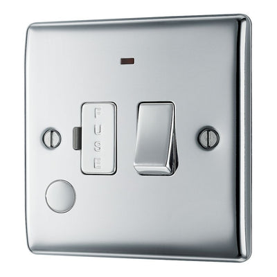 BG Nexus Polished Chrome 13A Flex Output Neon Switched Fused Connection Unit NPC53 with 35mm Steel Back Box