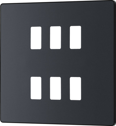 BG RPCDMG6B Evolve Grid Matt Grey 6 Module Square Front Plate - Black Trim