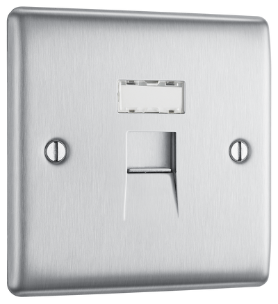 BG NBSRJ451 Nexus Metal Brushed Steel 1 Gang RJ45 Data Outlet