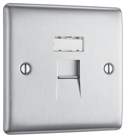 NBSRJ451 Front - This RJ45 ethernet socket from British General uses an IDC terminal connection and is ideal for home and office providing a networking outlet with ID window for identification.