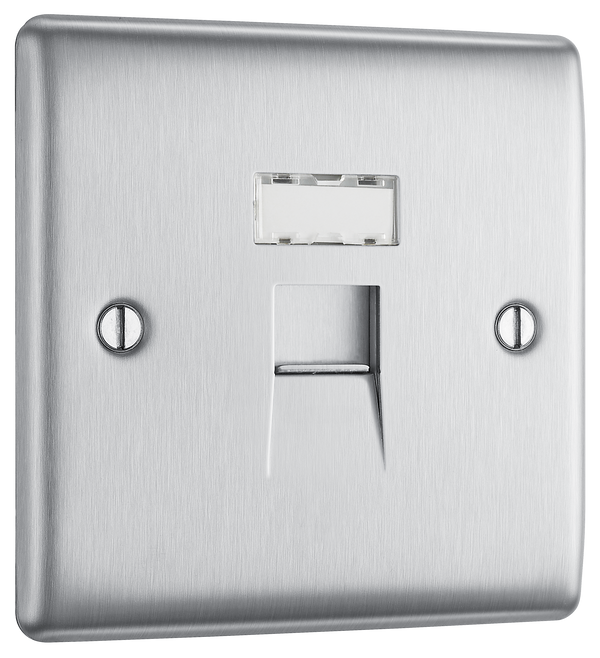 NBSRJ451 Front - This RJ45 ethernet socket from British General uses an IDC terminal connection and is ideal for home and office providing a networking outlet with ID window for identification.