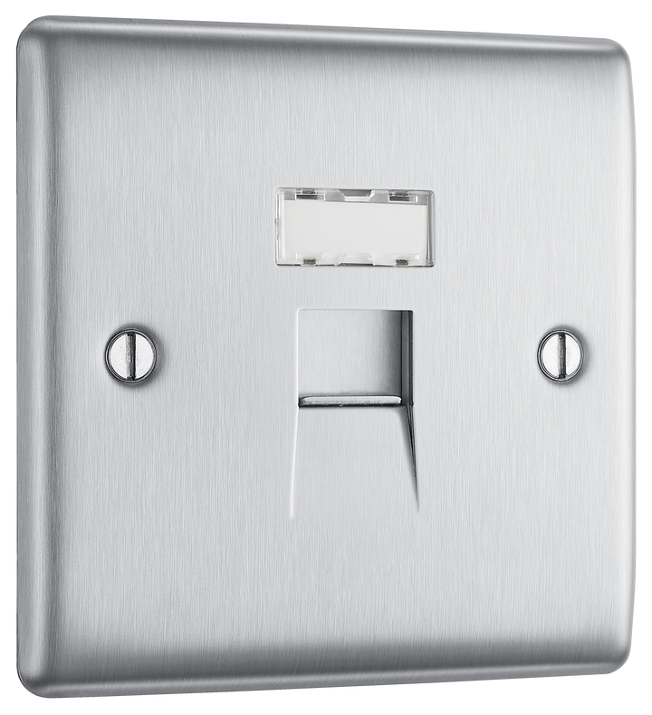 NBSRJ451 Front - This RJ45 ethernet socket from British General uses an IDC terminal connection and is ideal for home and office providing a networking outlet with ID window for identification.