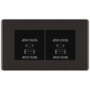 BG Screwless Black Nickel 4G Faceplate with 45W USB A+C Charger Modules – Black Insert by British General (BG-FBNEMR4+EMUSBAC45B)
