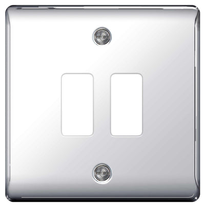 BG Nexus GNPC2 Grid Polished Chrome 2 Gang Front Plate by British General (BG-GNPC2-1)