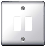 BG Nexus GNPC2 Grid Polished Chrome 2 Gang Front Plate by British General (BG-GNPC2-1)