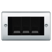 BG Nexus Polished Chrome 3 Gang Master Telephone Socket – Black Insert by British General (BG-NPCBTM3B)