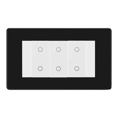 BG Nexus Screwless Matt Black Triple Master Touch Dimmer Switch - White Insert by British General (BG-EMTDMW+FFBEMR4)