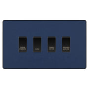 BG Evolve Matt Blue Custom Appliance Grid Switch 4 Gang Screwless by British General (BG-EVOLVE-MATT-BLUE-4GANG-APPLIANCE)
