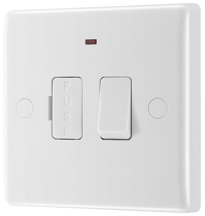 BG 853 Moulded Round Edge | White | 13A 2 Pole Flex Outlet Neon Switched Fused Connection Unit by British General (BG-853)