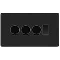 BG Screwless Flatplate Matt Black 4 Gang Grid Switch 3x Trailing Edge LED Dimmer 1x 2 Way