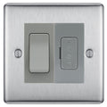 BG Nexus Metal Brushed Steel 20A Intermediate Switch & 13A Fused Spur Plate | Grey Insert