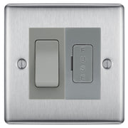 BG Nexus Metal Brushed Steel 20A Intermediate Switch & 13A Fused Spur Plate | Grey Insert