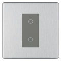BG Nexus Screwless Brushed Steel Single Secondary Touch Dimmer Switch Grey Insert FBSTDS1G