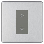 BG Nexus Screwless Brushed Steel Single Secondary Touch Dimmer Switch Grey Insert FBSTDS1G by British General (BG-EMTDSG+FBSEMS1)