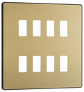BG RPCDSB8B Evolve Grid Satin Brass 8 Module Square Front Plate - Black Trim