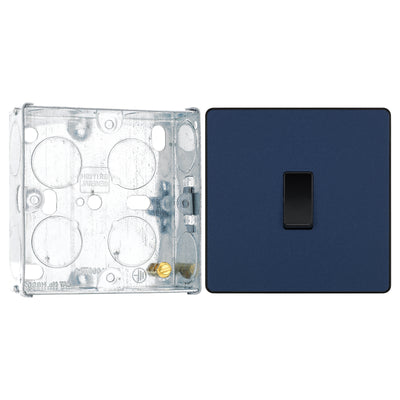 BG Evolve Matt Blue 1 Gang 20A 16AX Intermediate Light Switch PCDDB13B with 25mm Steel Back Box