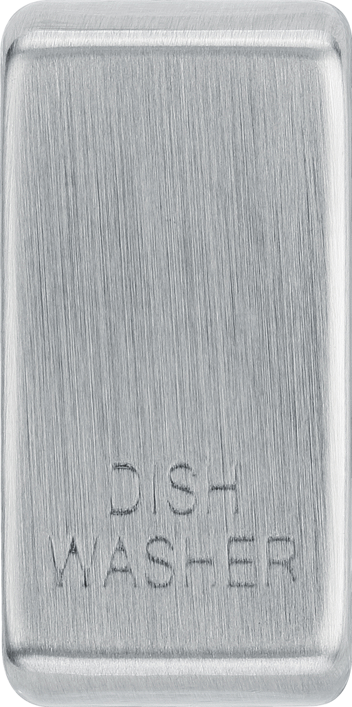 RRDWBS Front - This brushed steel finish rocker can be used to replace an existing switch rocker in the British General Grid range for easy identification of the device it operates and has 'DISH WASHER' embossed on it.