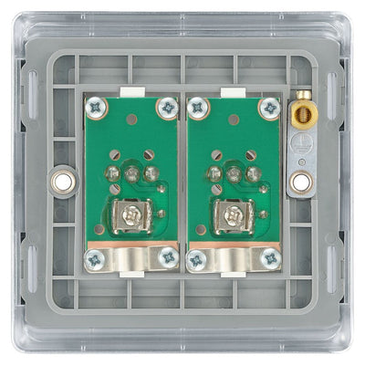 BG Nexus Polished Chrome 2 Gang Isolated Co-Axial Socket NPC63 with 35mm Steel Back Box