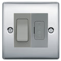 BG Nexus Metal Polished Chrome 20A Double Pole Switch & 13A Fused Spur Plate | Grey Insert