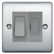 BG Nexus Metal Polished Chrome 20A Double Pole Switch & 13A Fused Spur Plate | Grey Insert