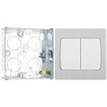 BG Evolve Brushed Steel 2 Gang 20A 16AX 2 Way Wide Rocker Light Switch PCDBS42WW with 25mm Steel Back Box