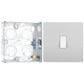 BG Evolve Brushed Steel 1 Gang 20A 16AX 2 Way Light Switch PCDBS12W with 25mm Steel Back Box