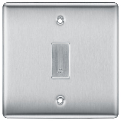 BG Brushed Steel Satin 1 Gang Retractable Bell Switch with Bell Symbol Door by British General (Nexus-BS-Bell-Symbol-1G)