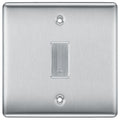BG Brushed Steel Satin 1 Gang Retractable Bell Switch with Bell Symbol Door