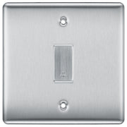 BG Brushed Steel Satin 1 Gang Retractable Bell Switch with Bell Symbol Door by British General (Nexus-BS-Bell-Symbol-1G)