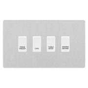 BG Evolve Brushed Steel Custom Appliance Grid Switch 4 Gang Screwless by British General (BG-EVOLVE-BS-4GANG-APPLIANCE)