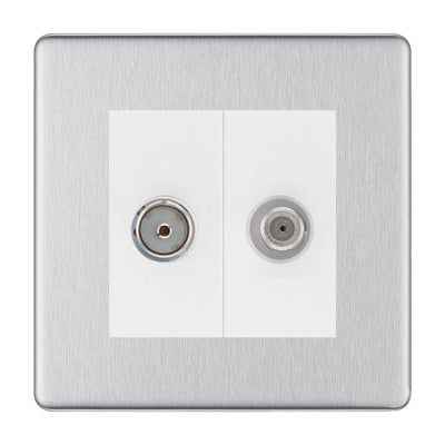 BG Flatplate Screwless Brushed Steel TV & Satellite Socket FBS65W by BG Nexus (BG-FBS65W)