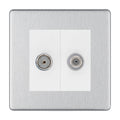 BG Flatplate Screwless Brushed Steel TV & Satellite Socket FBS65W
