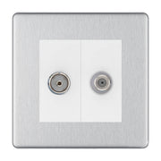 BG Flatplate Screwless Brushed Steel TV & Satellite Socket FBS65W by BG Nexus (BG-FBS65W)