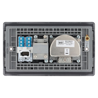 BG Nexus Matt Black Triplex TV/FM/Sat Socket + Return & Tel. NFB68 with 35mm Steel Back Box