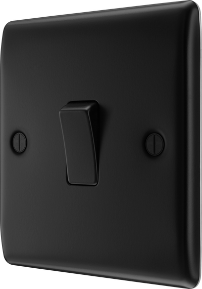 BG NFB12 Nexus Metal Matt Black 1 Gang 20A 16AX 2 Way Plate Switch