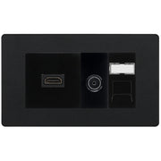 BG Evolve Media Wall Plate — TV Aerial, HDMI & CAT6 | Matt Black Screwless by British General