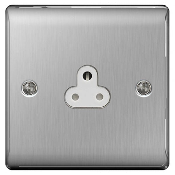 BG NBS28W Nexus 2A, unswitched socket round pin Brushed Steel