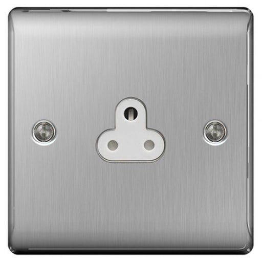 BG NBS28W NEXUS 2A, UNSWITCHED SOCKET ROUND PIN BRUSHED STEEL