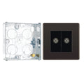 BG Screwless Black Nickel 2 Gang Isolated Coaxial Socket FBN63 with 25mm Steel Back Box