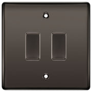 BG Black Nickel 2 Gang Light Switch 1x Intermediate 1x 2 Way Custom Switch